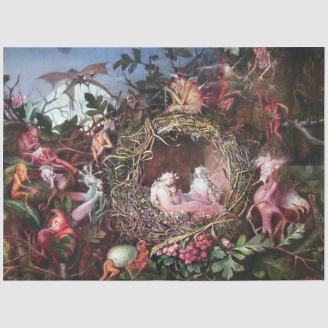 Papier Mousseline Des fées dans un nid d'oiseaux, John Anster Fitzge (Recto)