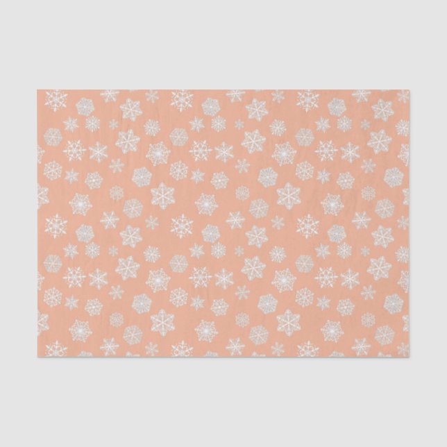 Papier Mousseline Des flocons blancs sur un arrière - plan de pêche (Recto)