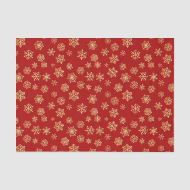 Papier Mousseline Des flocons dorés sur un arrière - plan rouge (Recto)