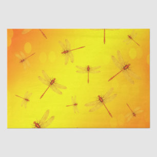 Papier Mousseline Des libellules jaunes dorées volent,