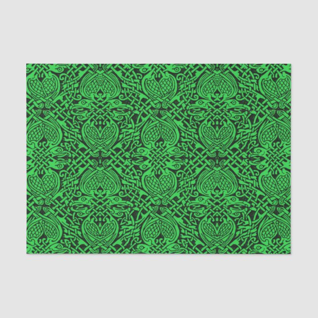 Papier Mousseline Des nouages celtes en vert et noir (Recto)