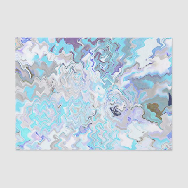 Papier Mousseline Design abstrait chic moderne turquoise et bleu (Recto)