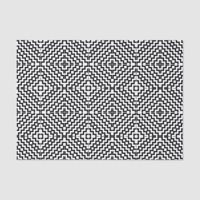 Papier Mousseline Design aztèque noir et blanc (Recto)