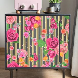 Papier Mousseline Design chic Rose Gold Black Stripes Decoupage