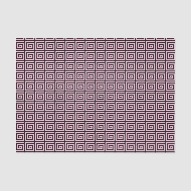 Papier Mousseline Design de clé grecque - rose et noir (Recto)