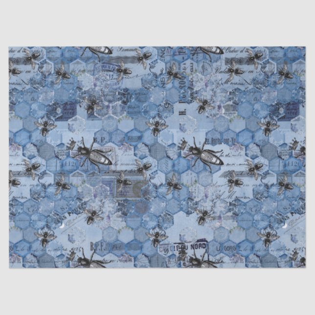 Papier Mousseline Design de la série Blue Bee 2 (Recto)