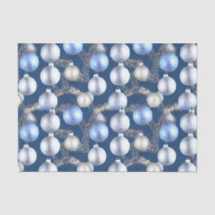 Papier Mousseline Design de la série de puces de Noël bleu et argent