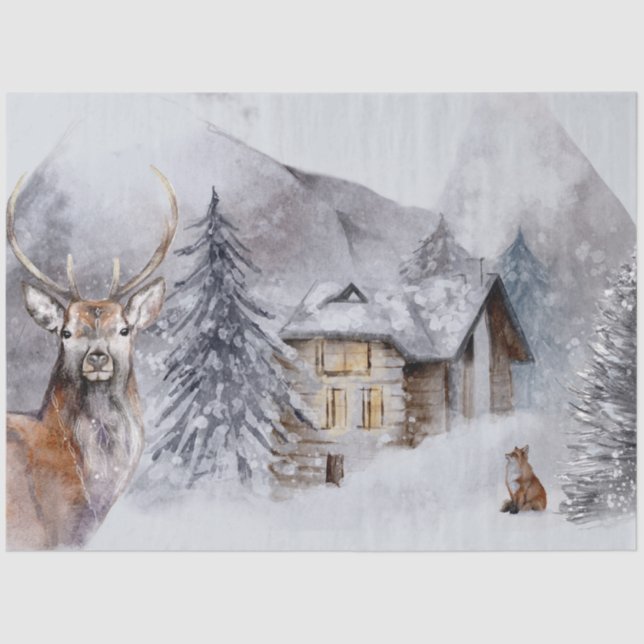 Papier Mousseline Design de Noël d'hiver 1 (Recto)