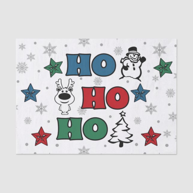 Papier Mousseline Design de Noël Ho-Ho-Ho (Recto)
