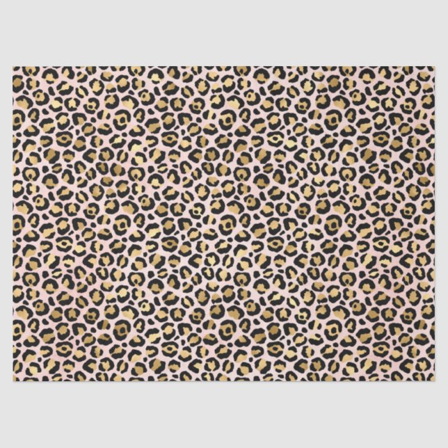 Papier Mousseline Design de série Leopard rose et or 12 (Recto)