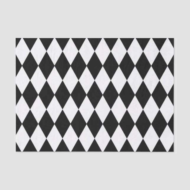 Papier Mousseline Design Diamant Noir Et Blanc (Recto)