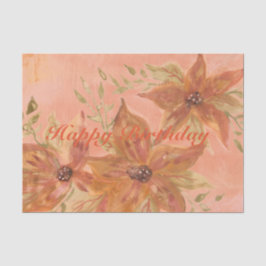 Papier Mousseline Design Fleuri Avec Corail