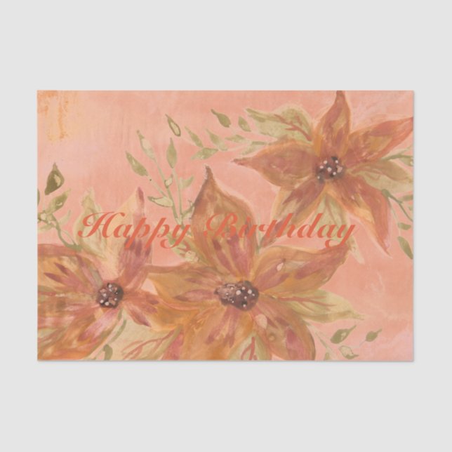 Papier Mousseline Design Fleuri Avec Corail (Recto)