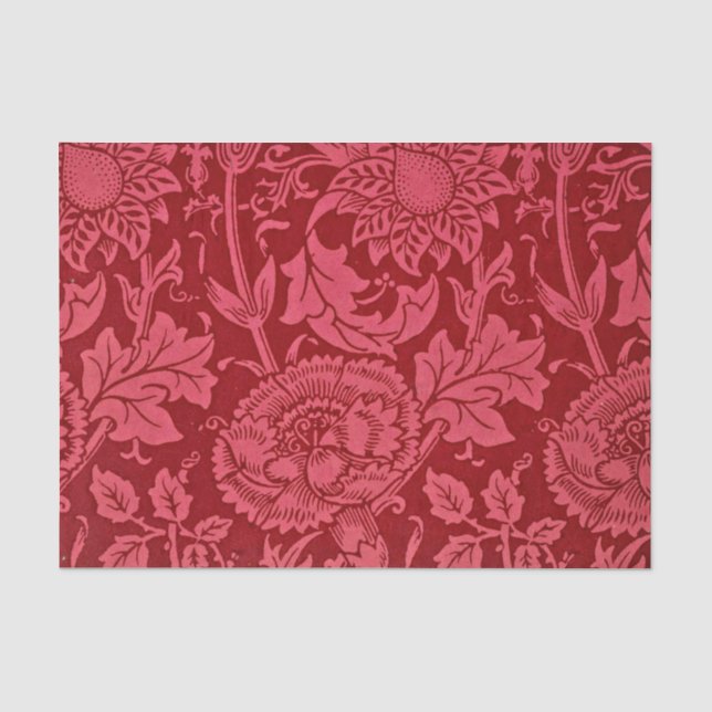 Papier Mousseline Design floral rose et rose framboise. (Recto)