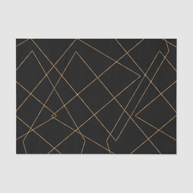 Papier Mousseline Design géométrique moderne Gold & Black (Recto)
