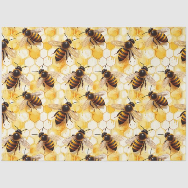 Papier Mousseline Design Honeypeb Bee Series 10 (Recto)
