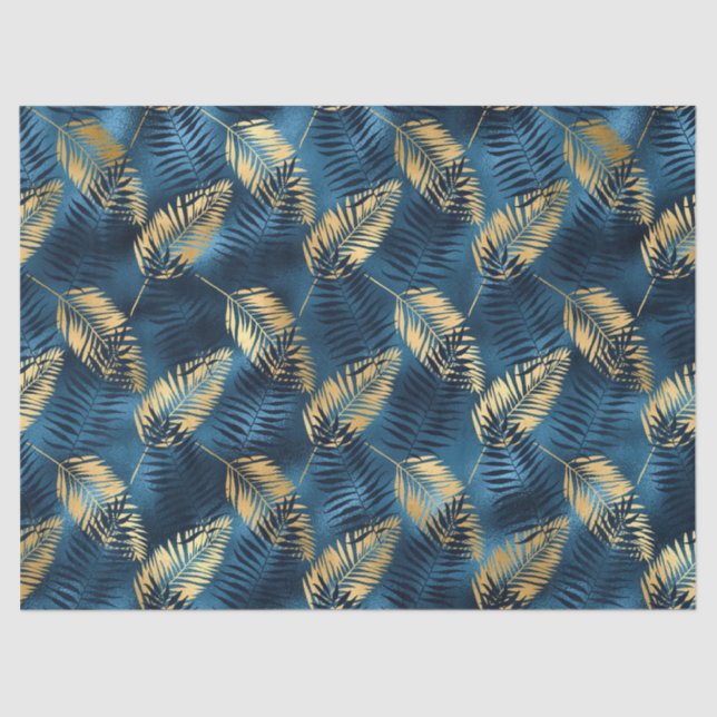 Papier Mousseline Design Leopard bleu et or série 14 (Recto)