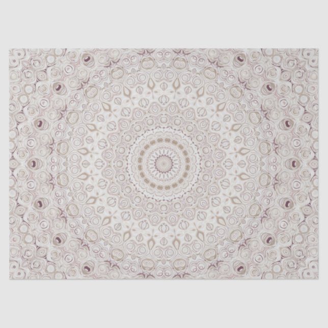 Papier Mousseline Design Motif en mandala beige et taupe (Recto)
