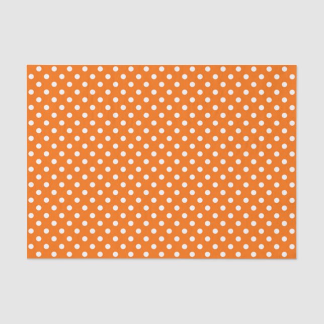 Papier Mousseline Design Pois blanc orange (Recto)