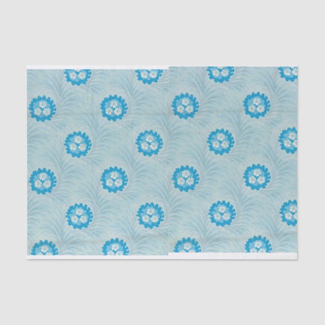 Papier Mousseline Design rétro floral bleu (Recto)