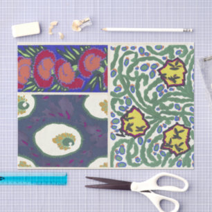 Papier Mousseline Designs floraux vintages Émile-Allain Séguy