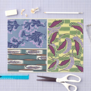 Papier Mousseline Designs floraux vintages Émile-Allain Séguy