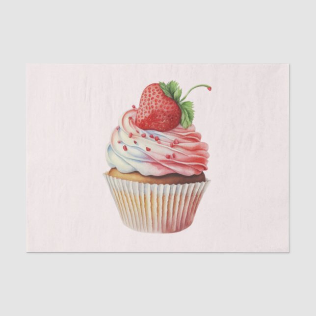 Papier Mousseline Dessert sucré à la fraise Cupcake (Recto)