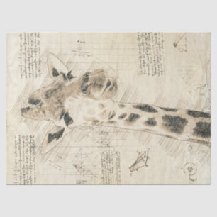 Papier Mousseline Dessin de girafe vintage