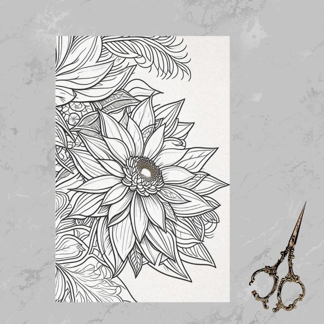 Papier Mousseline Dessin de ligne complexe de Noël Poinsettia (Créateur téléchargé)