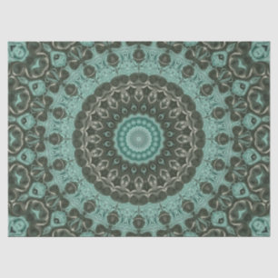 Papier Mousseline Dessin de motif mandala vert antique