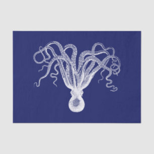 Papier Mousseline Dessin de pieuvre stylisé vintage #8 fond blanc bl