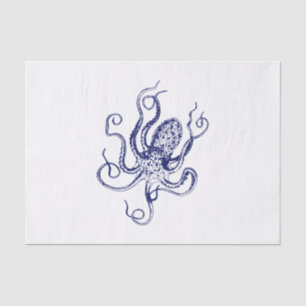 Papier Mousseline Dessin de pieuvre stylisé vintage couleur DIY #1 B