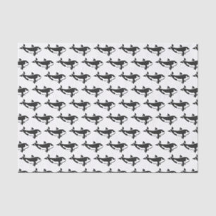 Papier Mousseline Dessin de silhouette de baleine tueuse Orca vintag