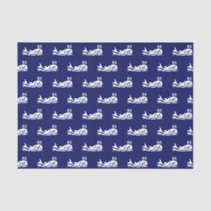 Papier Mousseline Dessin de silhouette de queue de baleine vintage b