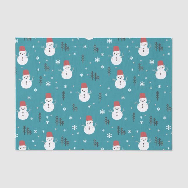 Papier Mousseline Dessin de Whimsical Snowmen en hiver (Recto)