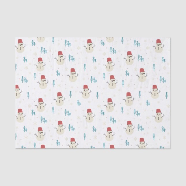 Papier Mousseline Dessin de Whimsical Snowmen en hiver blanc (Recto)