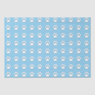 Papier Mousseline Dessin Motif Empreinte de patte Blanc En Bleu
