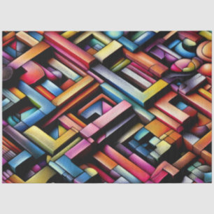 Papier Mousseline Dessin pastel Dimensional géométrique Abstrait
