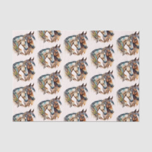 Papier Mousseline Deux beaux chevaux Western Boho Motif