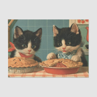 Papier Mousseline Deux chatons mignons en smoking préparant des tart