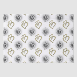 Papier Mousseline deux coeurs bijoux Mariage élégant tissu de fête