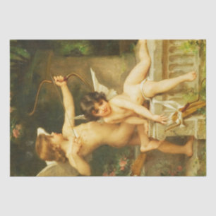Papier Mousseline Deux Cupidons Emile Munier Vintage Retro Découpage