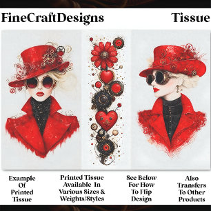 Papier Mousseline Deux femmes chic steampunk en rouge CH4 découpage