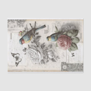 Papier Mousseline Deux oiseaux Découpage Vintage