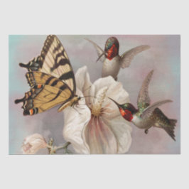 Papier Mousseline Deux oiseaux et papillon Shabby Chic Decoupage