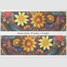 Devantures de tiroir florales Boho 29x8"