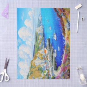 Papier Mousseline "Devon Harbour Dreamscape" - Un paysage marin angl