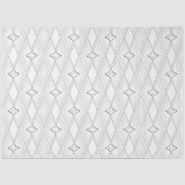 Papier Mousseline Diamant blanc Motif Abstrait Classy géométrique (Recto)