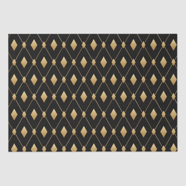 Papier Mousseline Diamant noir et or (Recto)