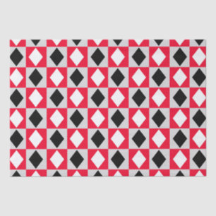 Papier Mousseline Diamant rouge noir blanc géométrique Rhombus